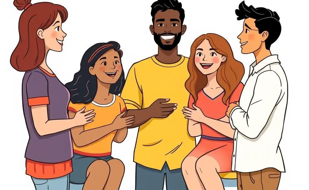 Friends engaged in a friendly discussion