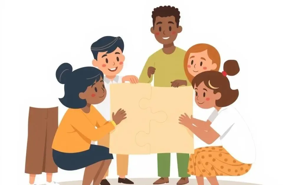 Puzzle pieces representing trust building.