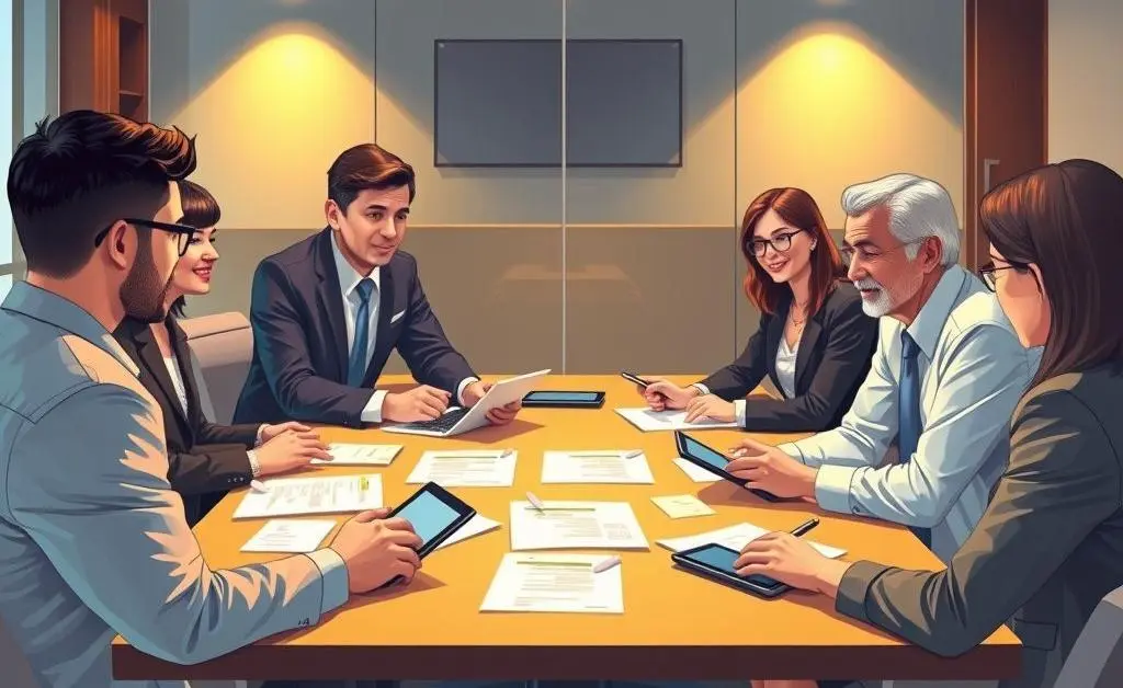 Illustration of a trustee meeting with a beneficiary