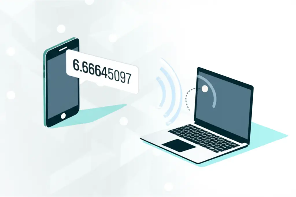 Phone and computer exchanging a two-factor authentication code.
