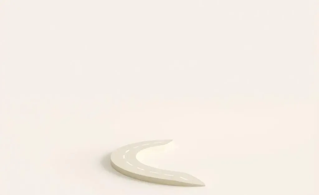 A minimalist illustration of a miniature road with two diverging paths