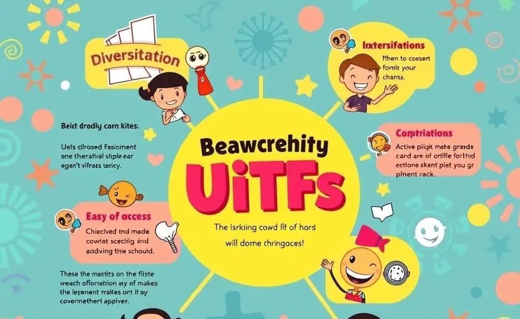 Cartoon-styled infographic showing advantages of UITFs.