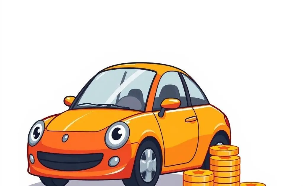 A car losing value as a stack of coins decreases in height.