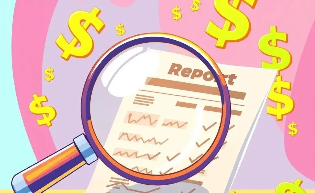 A cartoon illustration of a credit report with happy symbols