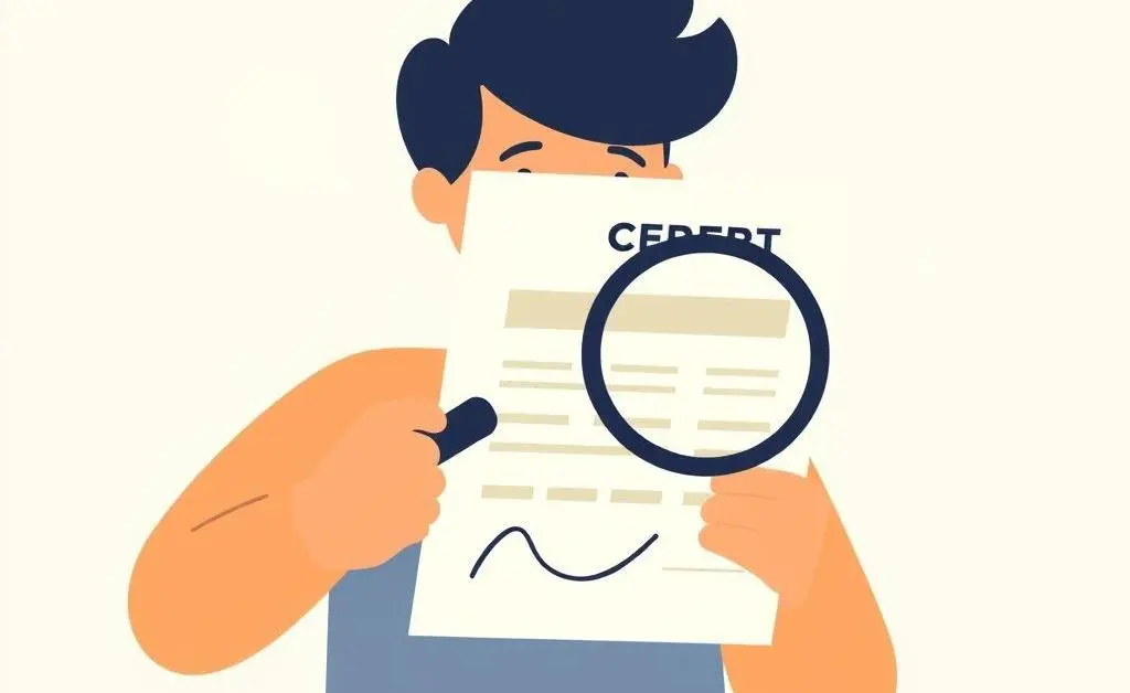 A person reviewing a credit report with a magnifying glass