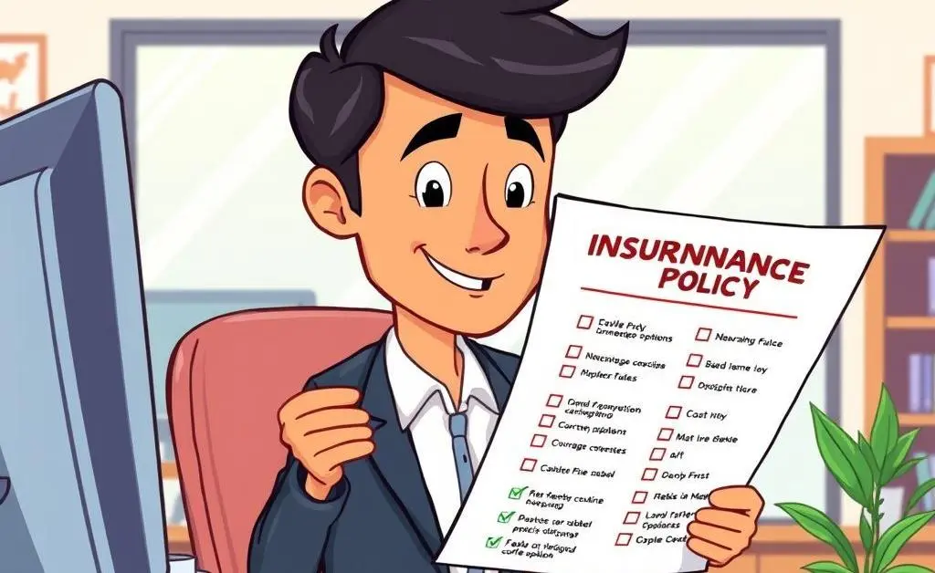 Person reading an insurance policy with checklist