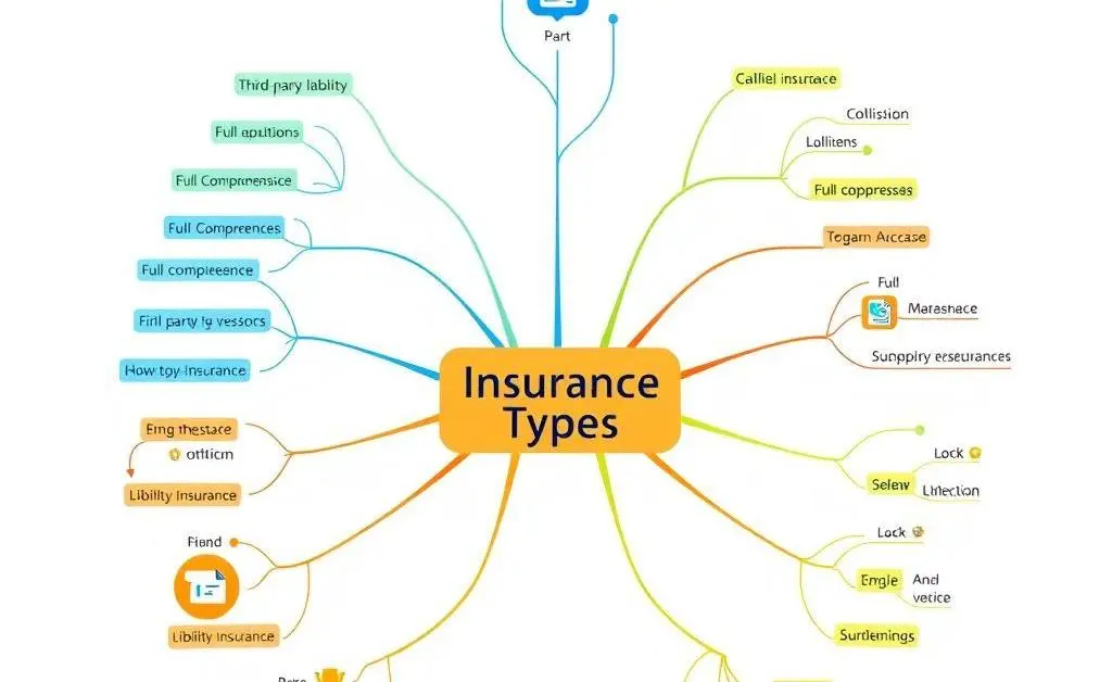 Mind-map showing types of insurance coverages