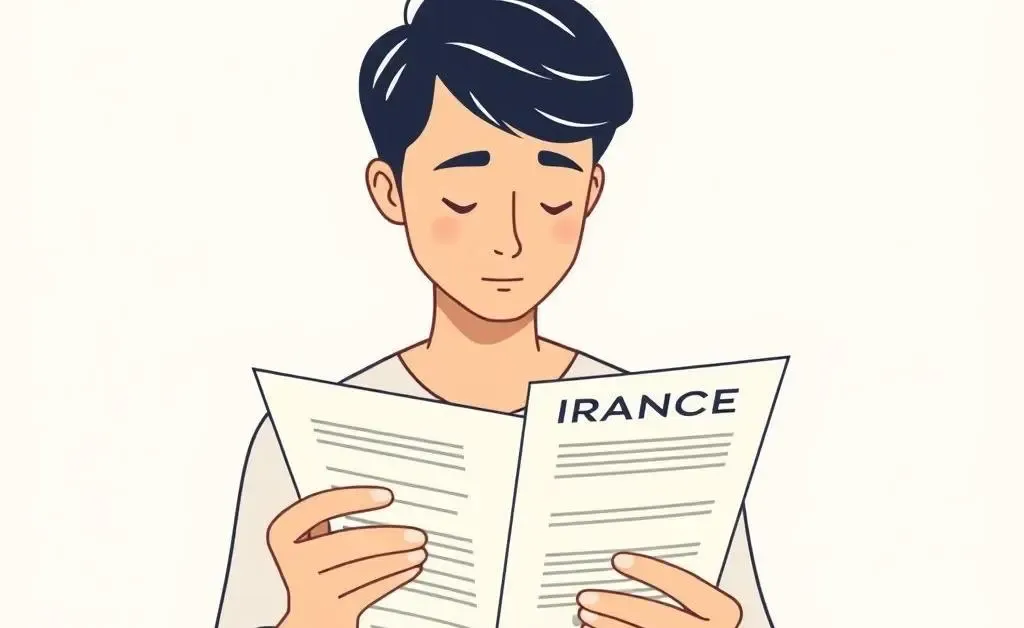 Person reading an insurance policy at a desk