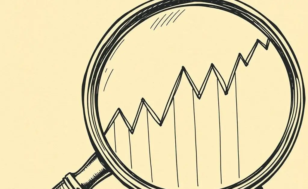 Hand-drawn image of magnifying glass highlighting fluctuating interest rates.