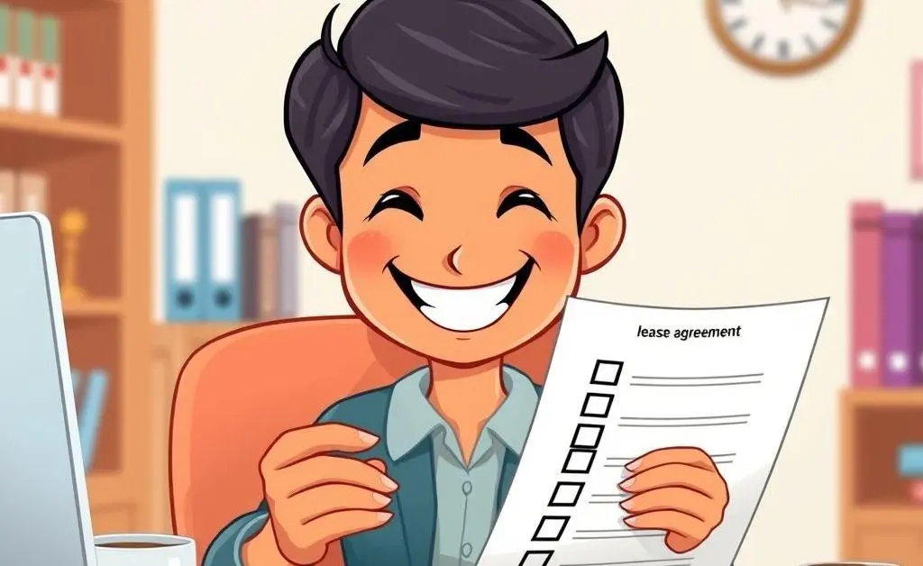 Person checking off boxes in a lease agreement