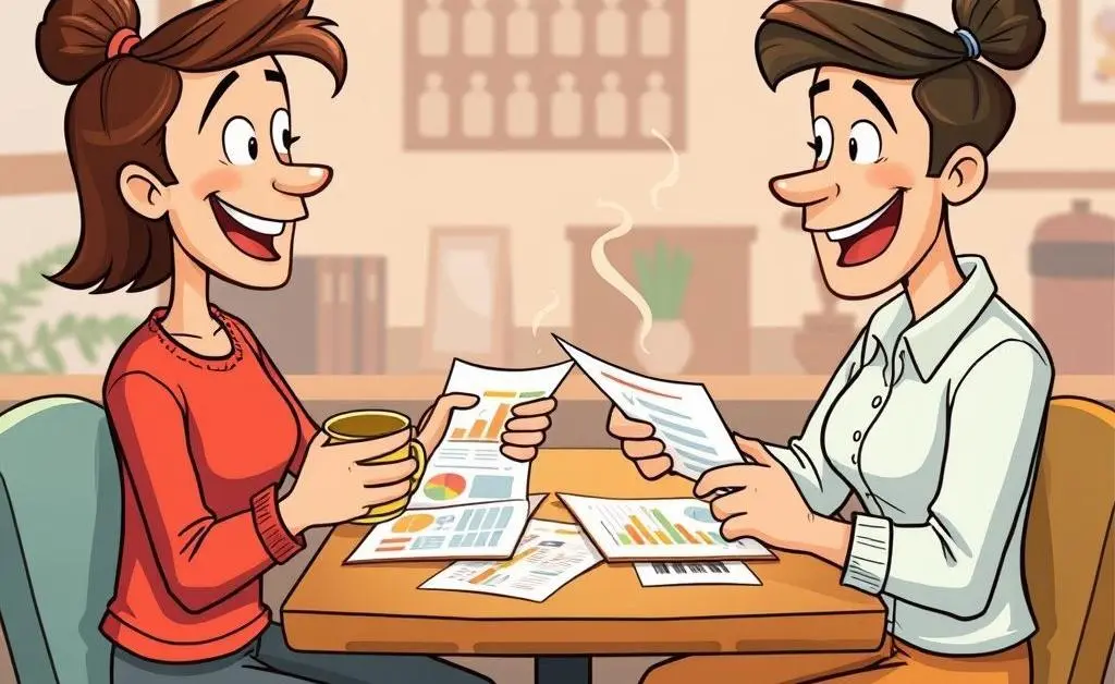 Two people discussing life insurance options over coffee