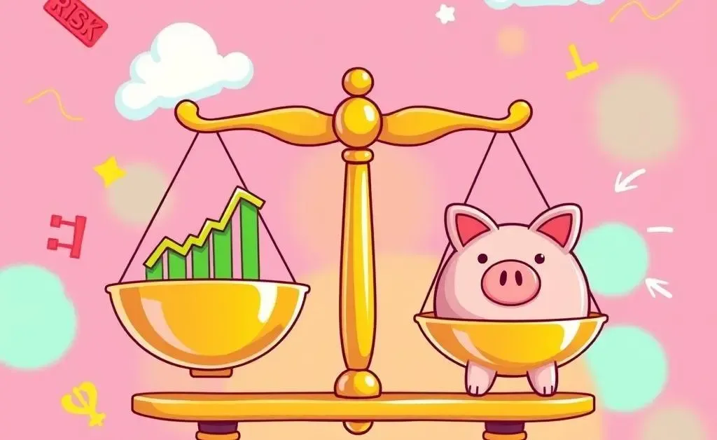 A scale showing the balance of risk and reward in investing.