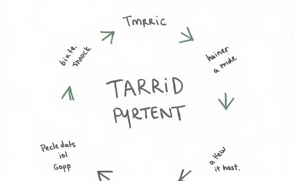 A hand-drawn image depicting a simplified cycle of tariff impact