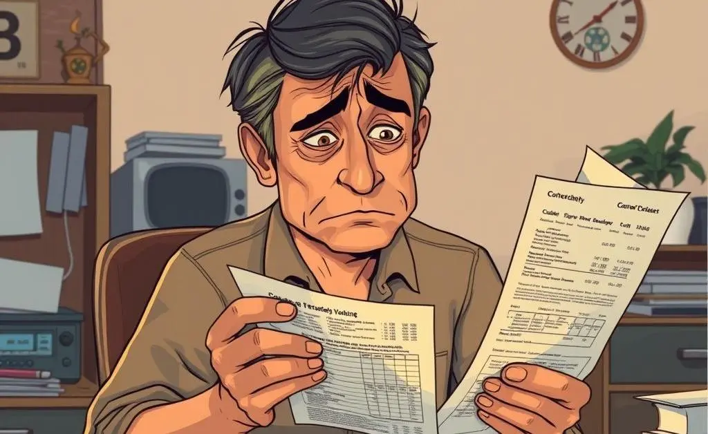 Stressed person with a large bill in hand