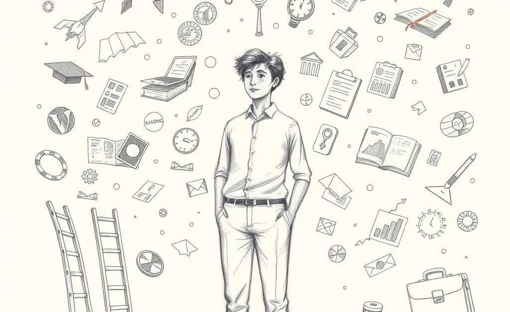 A person surrounded by various opportunities