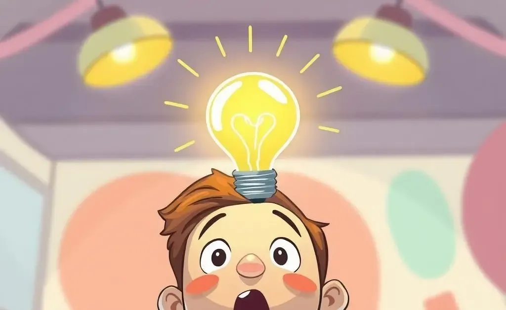 A cartoon-style depiction of a light bulb symbolizing new savings ideas appearing above a person's head.