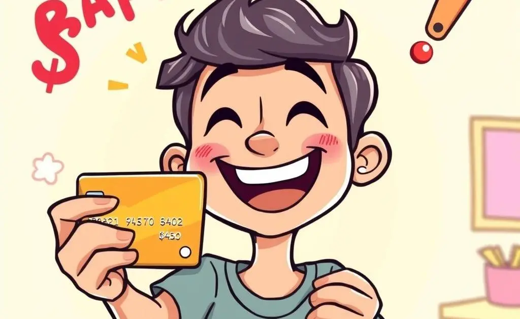 Person receiving cash back from a credit card