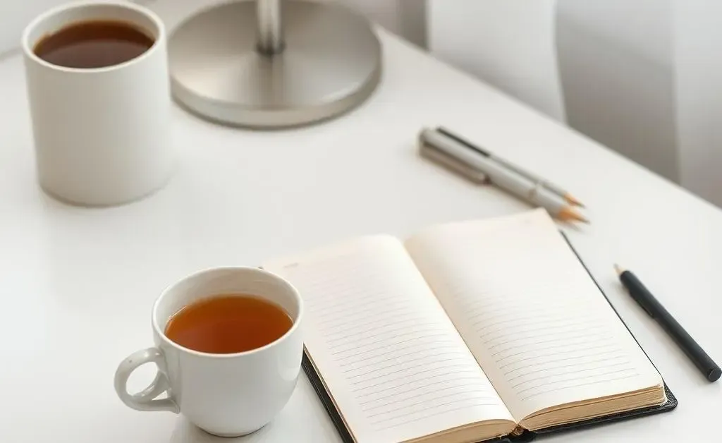 A minimalist home office setting without gadgets
