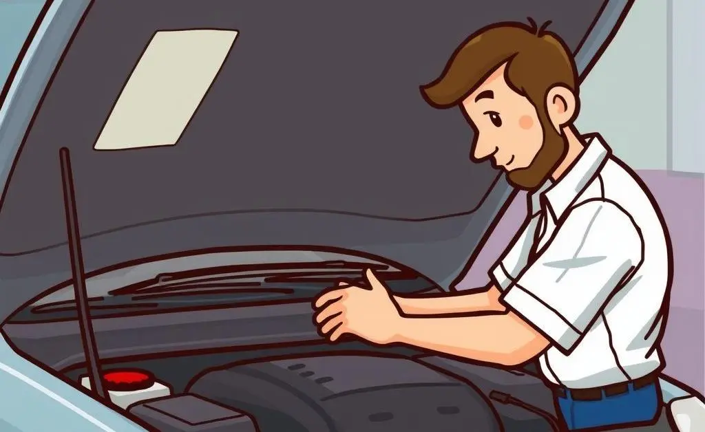A person inspecting a car engine