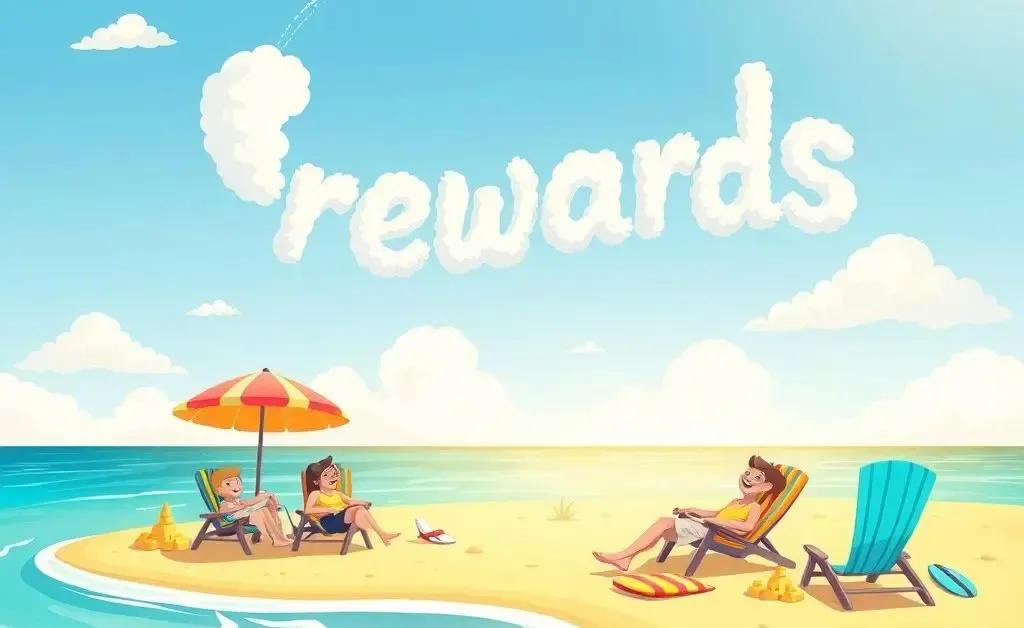 Family relaxing on a beach funded by rewards