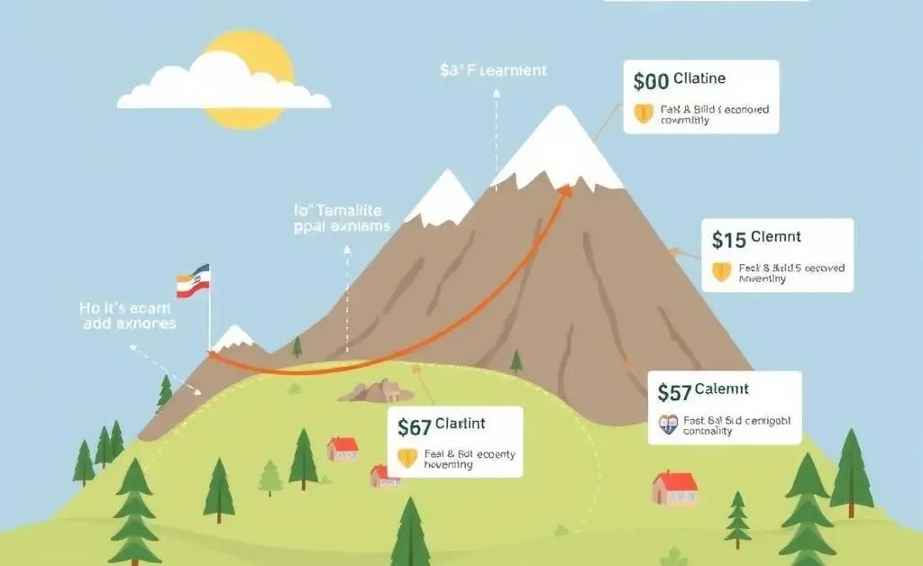 A journey-style illustration with variable expenses highlighted