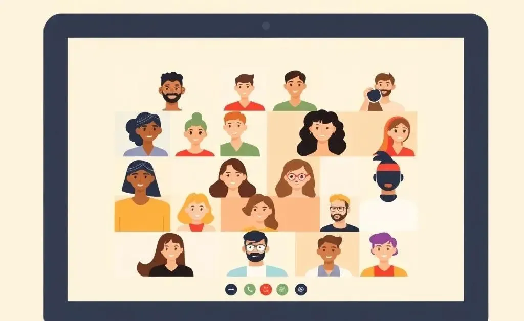 Virtual meeting with diverse avatars engaged in discussion