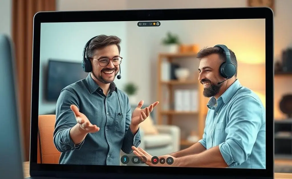 A person receiving guidance on health insurance via video chat