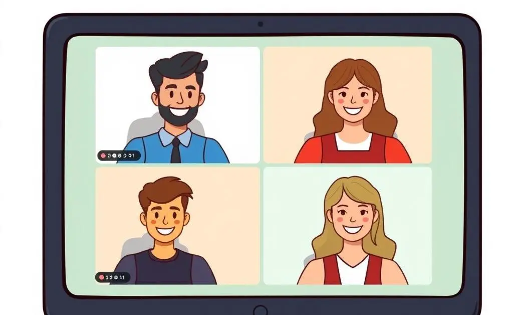 Person having a video call with colleagues on a computer screen