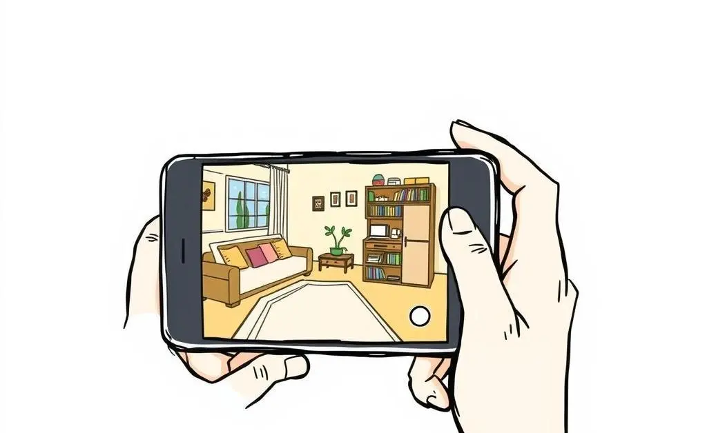 A person using a smartphone to record an apartment tour