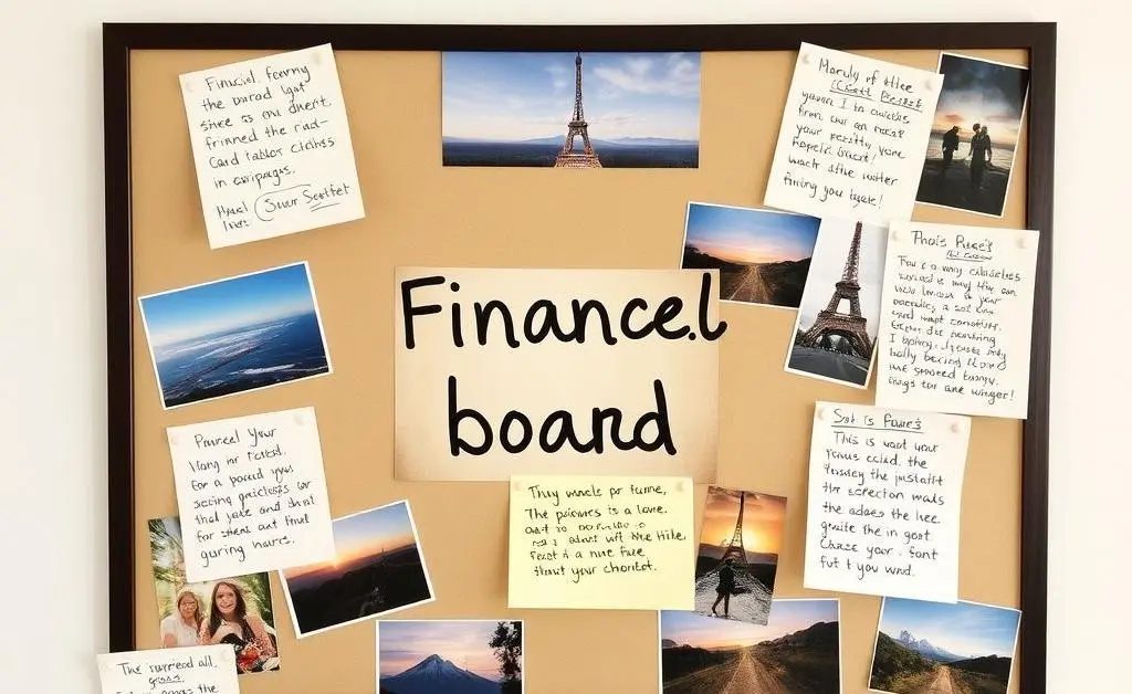 Vision board depicting financial goals.