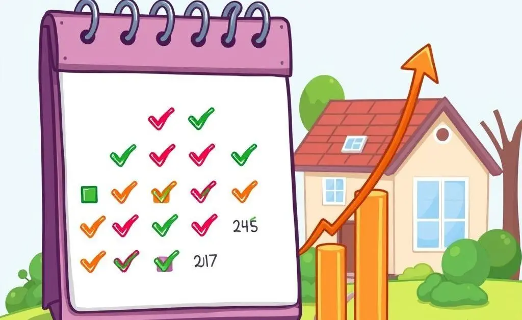 Cartoon calendar with goals