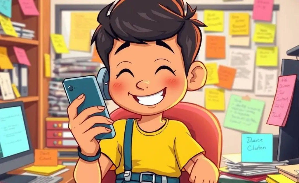 Illustration of a person leaving a voicemail using their smartphone.