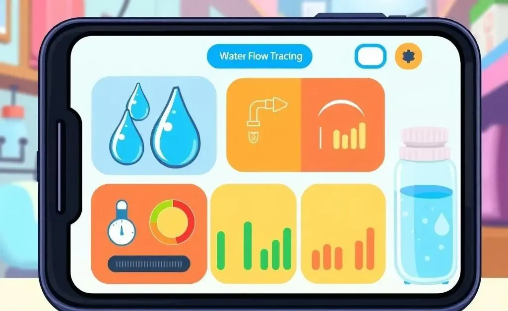 A smartphone showing water flow tracking