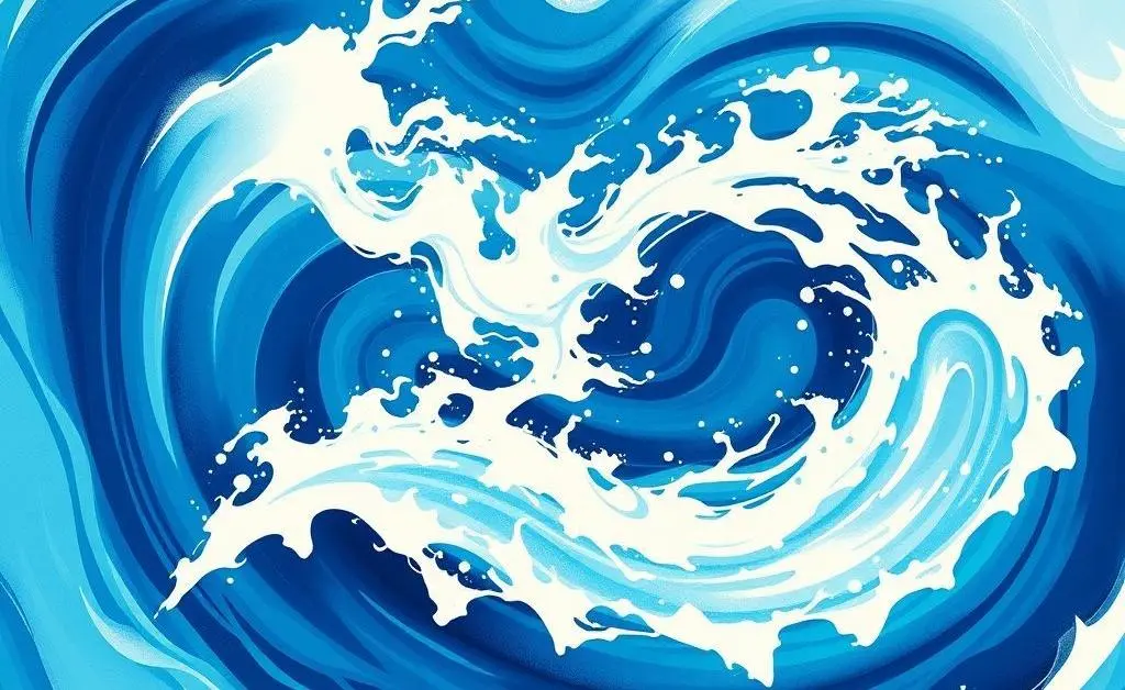 An abstract illustration of waves in an ocean, capturing the ebb and flow of emotions and life's unpredictability