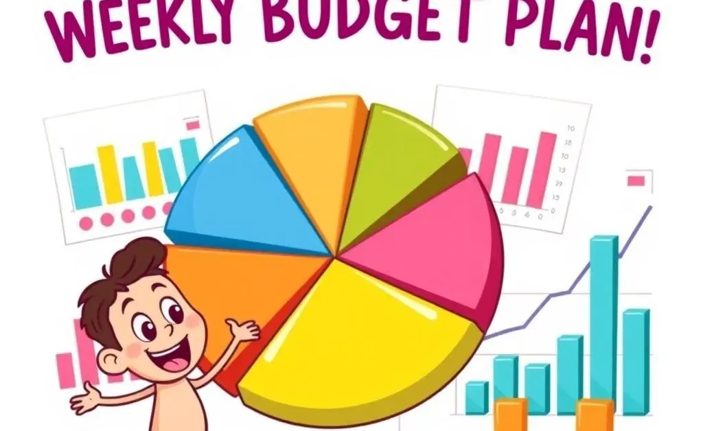 Weekly budget plan with colorful charts