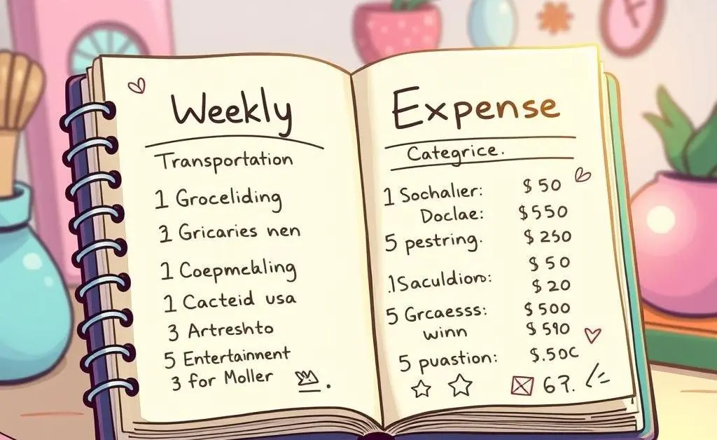 Notepad with weekly expenses