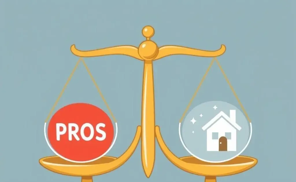 Scale showing balance of pros and cons for selling and refinancing