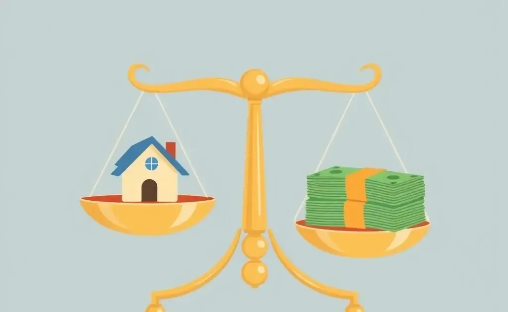 Scale balancing a house and money