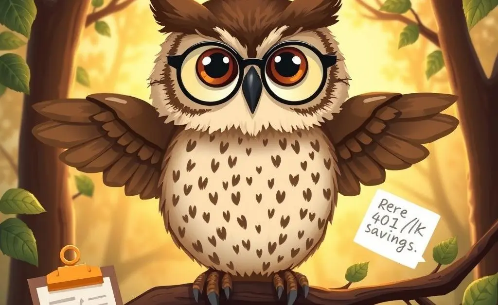 Illustration of an owl giving advice about 401(k) planning
