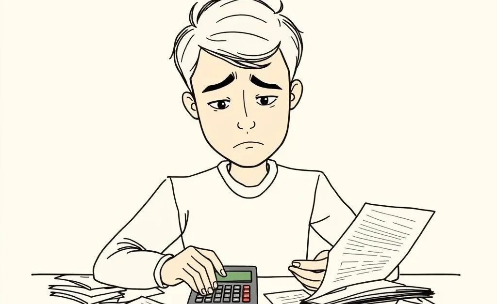 Illustration of a person calculating withholding tax.