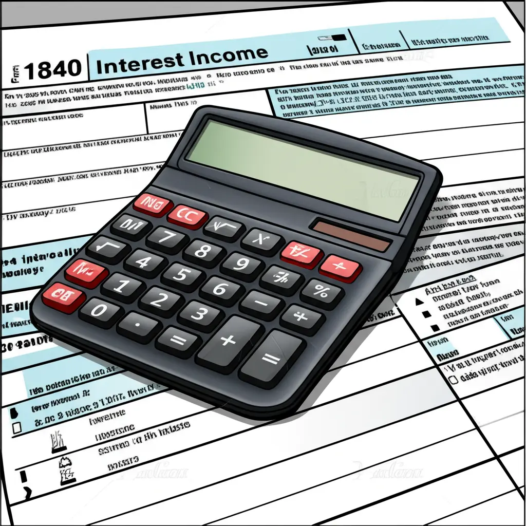 Illustration of a calculator and tax form