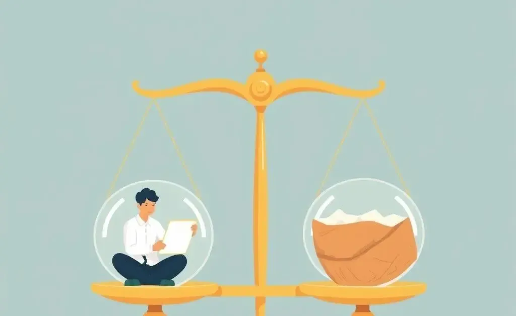 Scales showing work-life balance