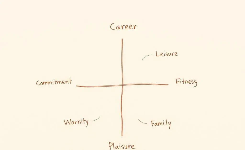 A hand-drawn chart illustrating a balance between work and lifestyle elements.
