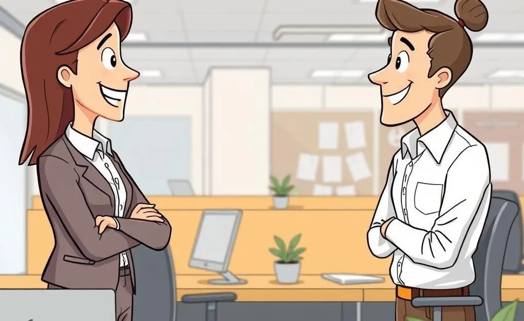 Employee having a cheerful conversation