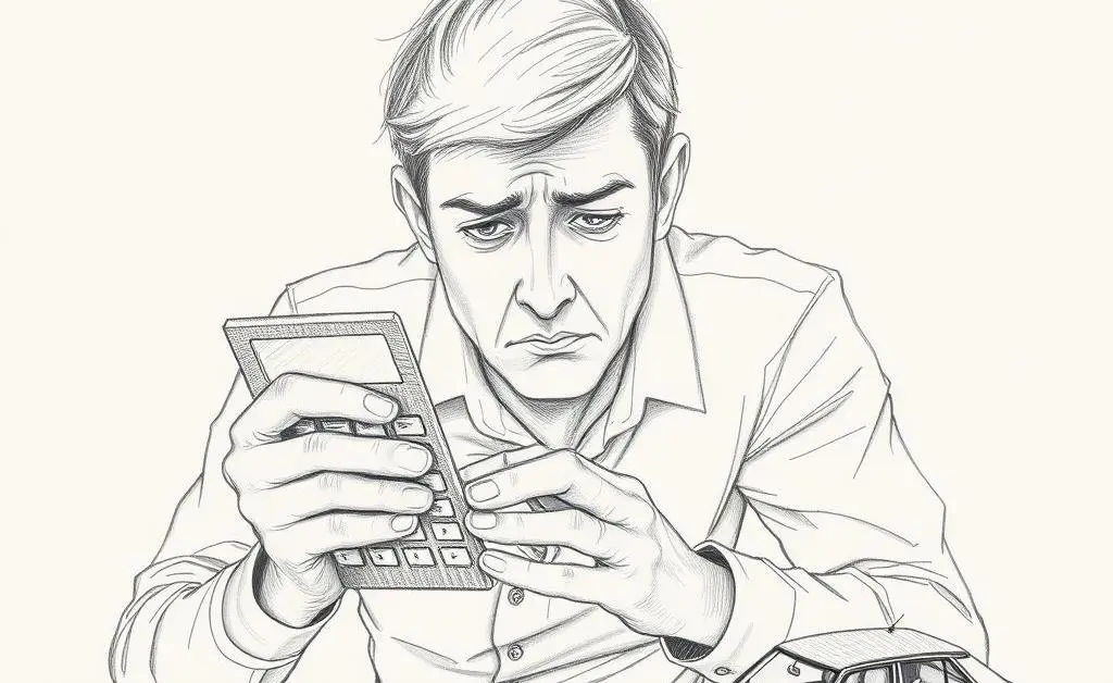 Worried person holding a calculator