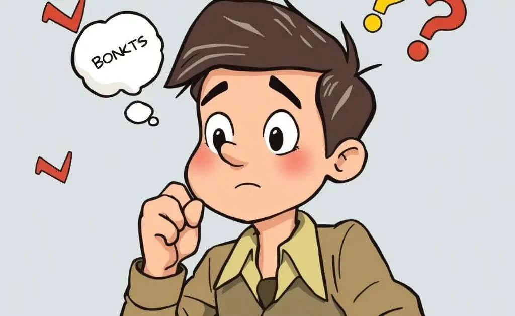 Cartoon of a young investor pondering over stocks and bonds