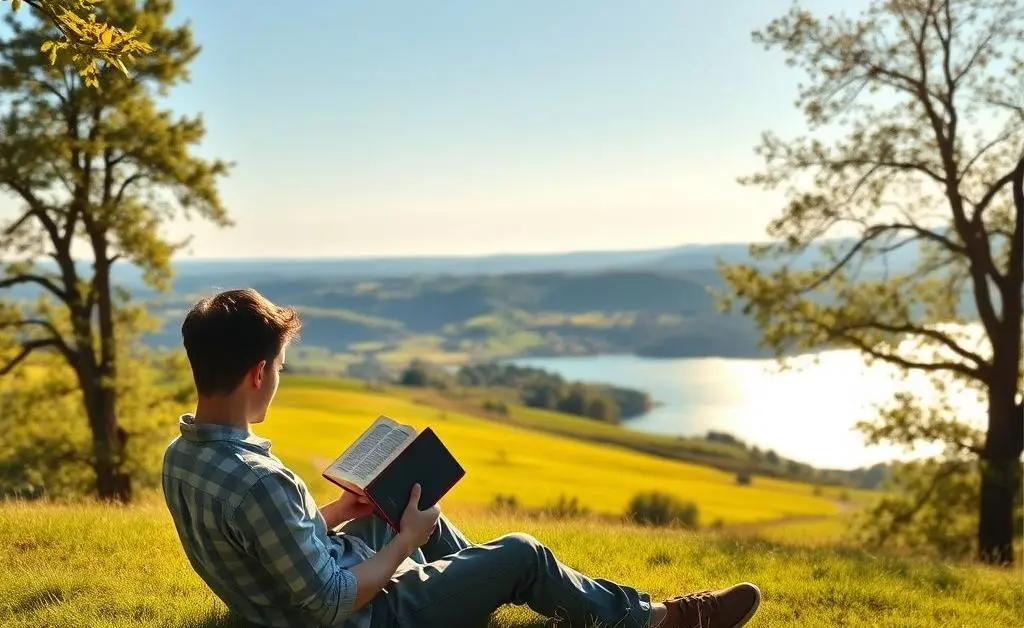 A peaceful scene of a person relaxing with a book about investing.