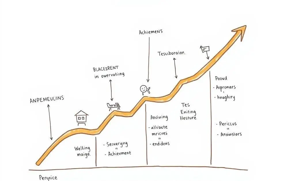 A hand-drawn style image depicting a career journey with milestones marked along a path.