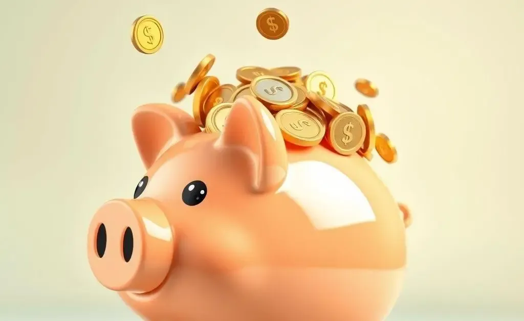 A cartoon image of flying piggy banks, bursting due to spending spree