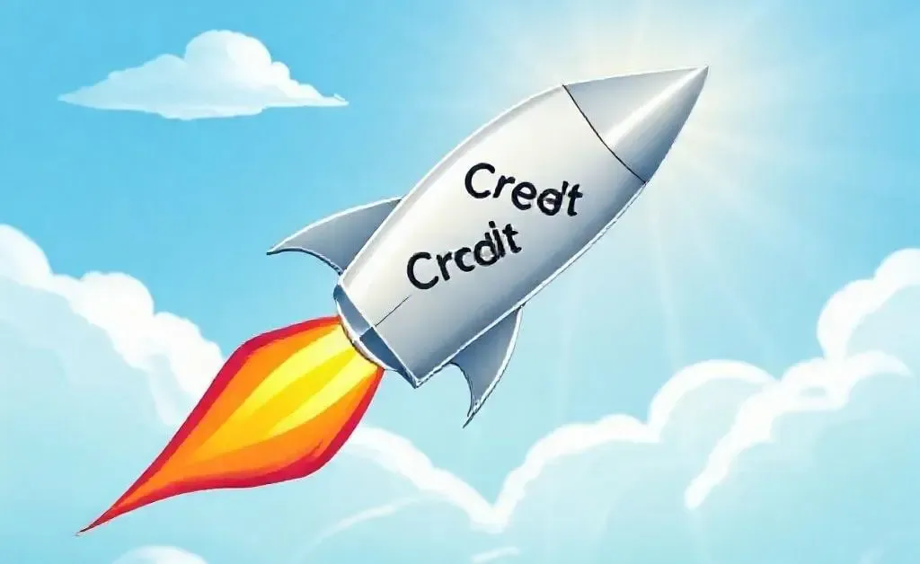 Rocket labeled Credit Score symbolizing score improvement